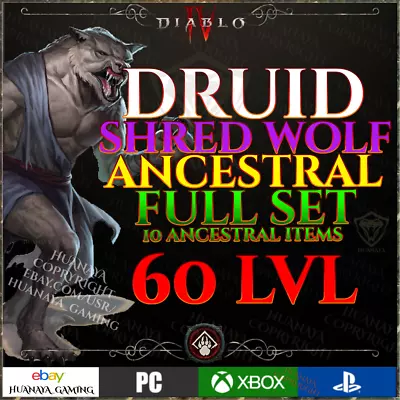 Diablo 4 🐺 Shred Werewolf Druid 🐺 Full Ancestral Set 🐺 Season Ladder 3 D4 • $29.99