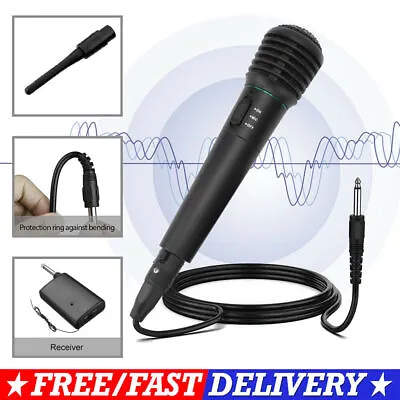 2in1 Pro Microphone Wireless Wired Handheld Cordless Mic For Karaoke Singing DJ • £9.89