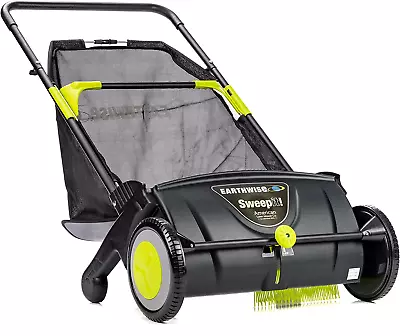 26 Gallon Lawn Sweeper Adjustable Walk Behind Cleaner Push Leaf Grass Collector • $176.99