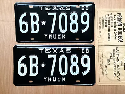 Vintage 1968 Texas Tx. Truck License Plate Set Never Mounted 6b 7089 • $169.95