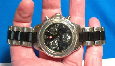 Michele Tahitian Chronograph Wristwatch Black Silver • $225