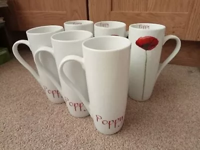 Set Of 6 Tall Poppy Mugs • £10