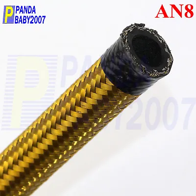 An8 8an -8 An-8 Oil Gas Fuel Steel Braided Rubber Line Hose 3feet 1meter Gold • $11.70