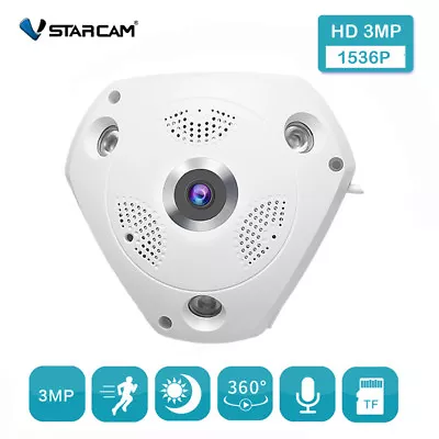 VStarcam C61S 3MP Baby Monitor Wireless Two Way Audio Panoramic Fisheye Camera • $53.96