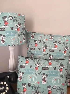 £7.50 • Buy SHOP Mickey Mouse 'HAPPY' Range Of Curtains/Cushions/Lampshades In Mint Green