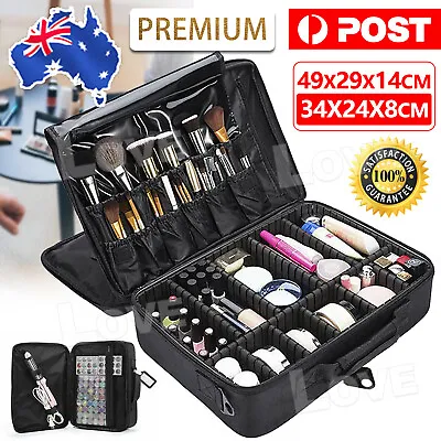 $32.50 • Buy Professional Makeup Bag Portable Cosmetic Brush Organize Case Storage Box Travel
