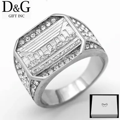 DG Men's Stainless SteelJESUS LAST SUPPER CZ Ring 89-13 High Polish Box • $15.99