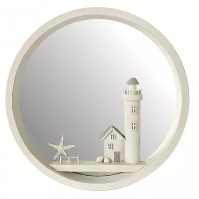 Cream Lighthouse Mirror Wood Nautical Coastal Seaside Bathroom Shabby Chic • £37.95