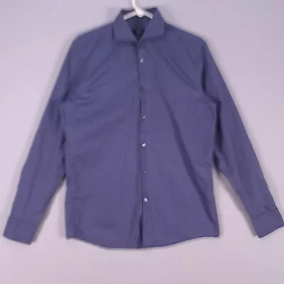 Hugo Boss Shirt Mens 15.5 34/35 Blue Check Sharp Fit Dress Business Formal • $24.99