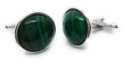 Malachite Cabochons And Silver Cufflinks Manufacturers Direct Pricing • $19.07