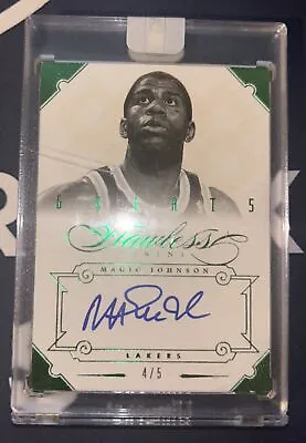 2012-13 Flawless Magic Johnson Autograph Green Greats /5 Auto Los Angeles Lakers • $799.99