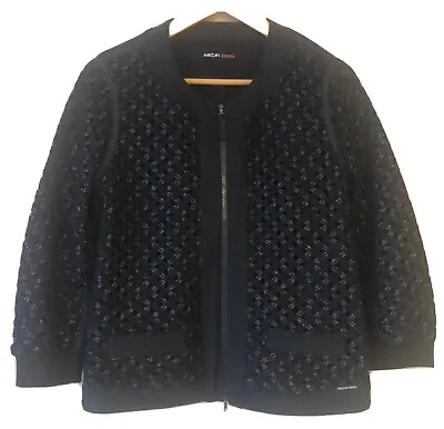 MARC CAIN Jacket Gorgeous Black Woven Zip Up Size 8-10 VGC Designer • $17.39