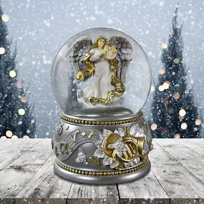 Silver & Gold Revolving Angel 100mm Water Globe San Francisco Music Box • $45.99