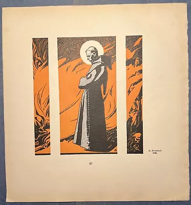 Attractive Color Triptych Of Saint By Otto Friedrich From Ver Sacrum 1902 Heft 3 • $150