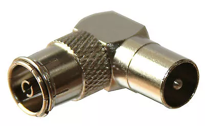 90 Degree Right Angled TV Aerial Cable Connector Male Coax Plug To Female Socket • £3.19