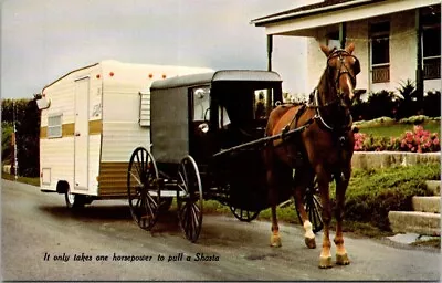 Shasta Industries Travel Trailer Horse Drawn Advertising Vintage Postcard • $5.35