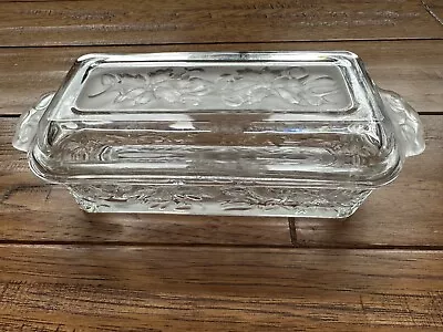 Vintage Etched Glass Butter Dish With Lid  • $12.95