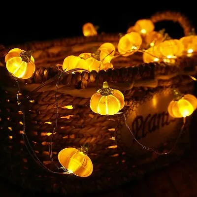 £4.62 • Buy Halloween Pumpkin String Fairy LED Warm Lights Indoor Outdoor Garden Party Decor