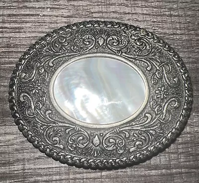 Vintage- Western Style Silver Toned Belt Buckle With Stone Inlay Beautiful ! • $10