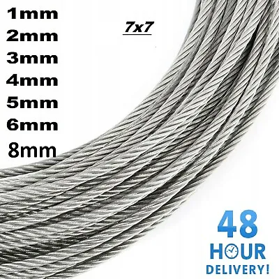 £0.99 • Buy Galvanised Steel Wire Rope Metal Cable Rigging 7 X 7 1mm 2mm 3mm 4mm 5mm 6mm 8mm