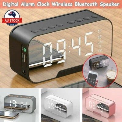 $23.82 • Buy 7in1 Bluetooth LED Alarm Clock Mirror Digital Wireless Speaker MP3 FM Radio NEW