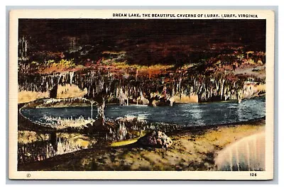 $7.99 • Buy Luray, VA Virginia, Dream Lake, Beautiful Caverns Luray, Vintage Linen Postcard 