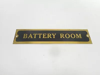 NOS Vintage Naval SHIP Hotel Brass Metal Advertising Door SIGN - BATTERY ROOM • $54.95