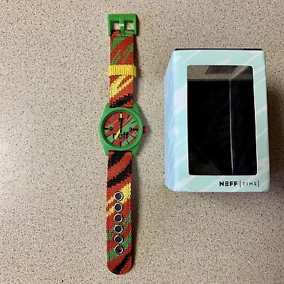NEW Neff Time Daily Woven Rasta Print Watch *needs Battery • $35