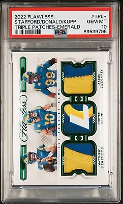 2022 Flawless Triple Patches Emerald /5 Stafford Kupp Donald Player Worn PSA 10 • $750