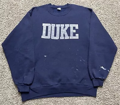 Vintage 80s Duke University Velva Sheen Crewneck Sweatshirt Medium • $29.99