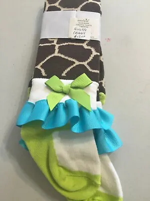 NWT MUDPIE SOCK LEGGINGS 0-6 MONTHS Giraffe MSRP $17 Brown Aqua Lime Green • $4.25