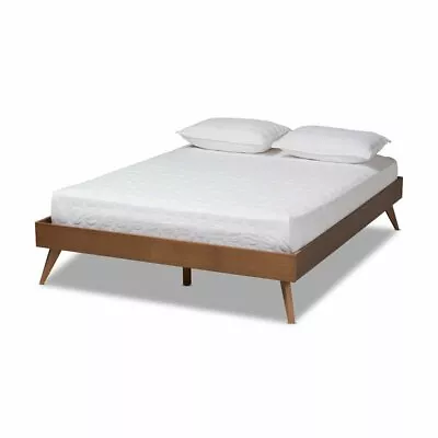 Baxton Studio Lissette Mid-Century Wood King Platform Bed In Walnut Brown • $260.99