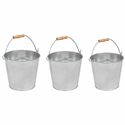 10L12L15LGalvanised Bucket Heavy Duty Strong Metal Bucket Steel Wooden Handle  • £6.99