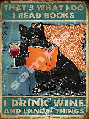 CAT AND WINE SIGN Retro Metal Wall  SIGN . SIGN CAT SIGNS  S M & LARGE SIGNS • £5