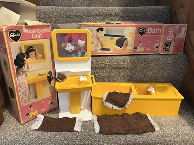 £13 • Buy Vintage Sindy Orange Bathroom Pieces Shower Bath Boxed Bundle