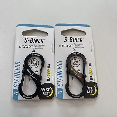 Nite Ize S-Biner 1.8 In. D Stainless Steel Black Carabiner 2 Pack • $12.99
