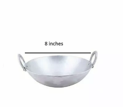 Aluminum Wok Kadai Kadhai Karahi Deep Frying And Cooking Pot 2 Handle Balti 8 In • $27.01