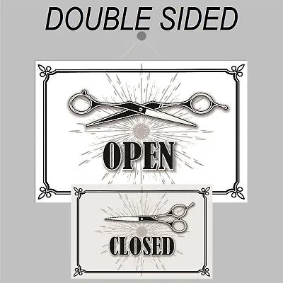 Retro Open And Closed Sign Double Sided 9500 Old Barber Shop Hairdresser Design • £9.99