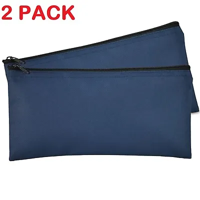 Deposit Bag Bank Pouch Zippered Safe Money Bag Organizer In Navy Blue 2 QTY Pack • $7.95