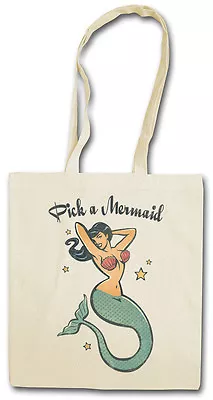 PICK A MERMAID SHOPPER SHOPPING BAG Poseidon Neptun Sea Beach Tattoo Oldschool • $13.99