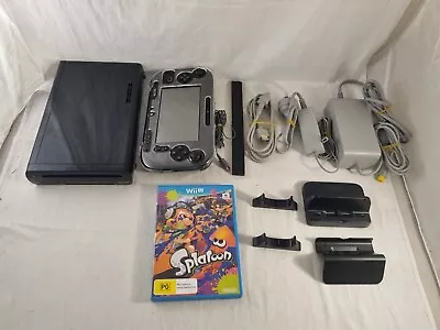 Nintendo Wii U Deluxe 32GB Black Console Bundle W Cables & Splatoon • $180