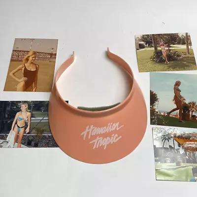 Vintage 1984 Hawaiian Tropic Pink Plastic Visor + Original Miss Photos Daytona B • $25