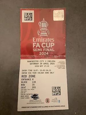 Chelsea V Manchester City FA Cup Semi-Final 2024 Ticket Stub • £0.99