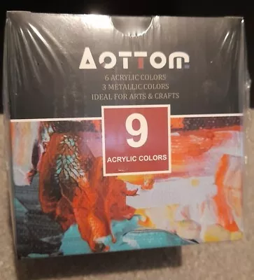 Aottom 9 Acrylic Paint (6 Colours + 3 Metallic) (9x59ml) • £10