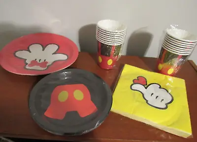 Mickey Mouse  Birthday Party  Supplies For 8 People Plates/Cups/Tablecover NEW • $10