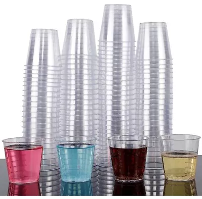 Zcaukya 100 Shot Glasses 1oz Clear Plastic Disposable Hard Cups Mini Cups • $13.77