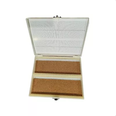 Microscope Storage Box With Index And Cork Liner For 100 Slides. • $13.84