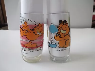 (2) Vintage 1978 Garfield / Garfield & Odie Drinking Glasses 6 Inch • $11.89