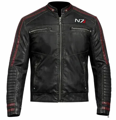Men’s N7 Motorcycle Biker Cafe Racer Vintage Black Winter Real Leather Jacket • $49.98