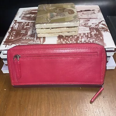 Women’s Visconti Leather Wallet-RFID Protection-Red/Brown-VERY NICE! • $17.99